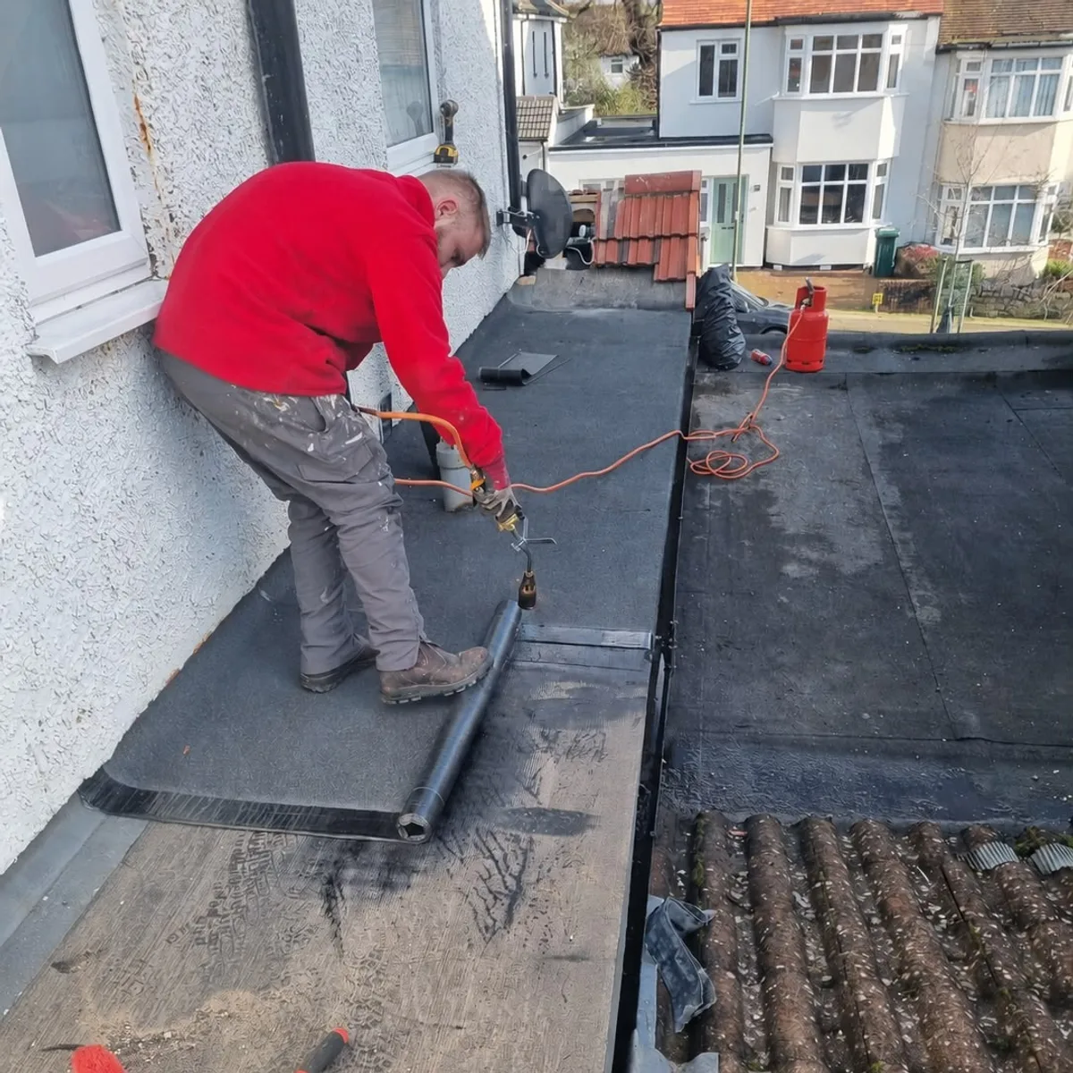Leadwork on a tiled roof
